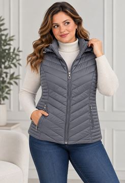 Picture of QUILTED SLEEVELESS VEST - REMOVABLE HOOD & ELASTICATED SIDES